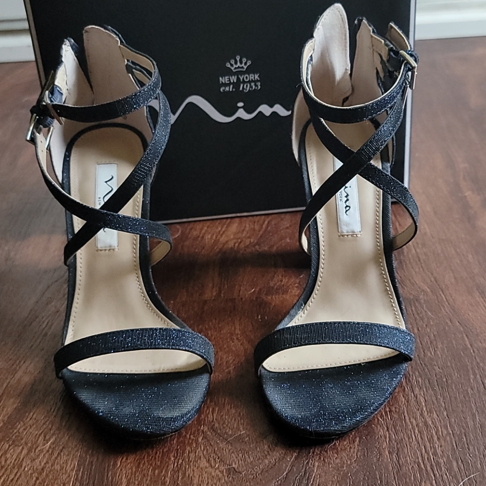 Navy with sparkle dress sandal